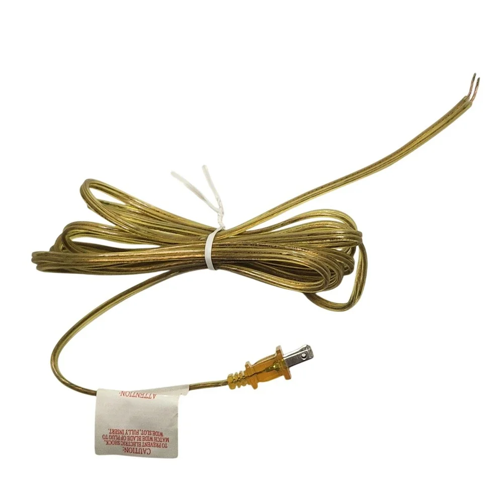 10ft Clear Gold, 18/2 Plastic Covered Lamp Cord Sets - Replacement Parts